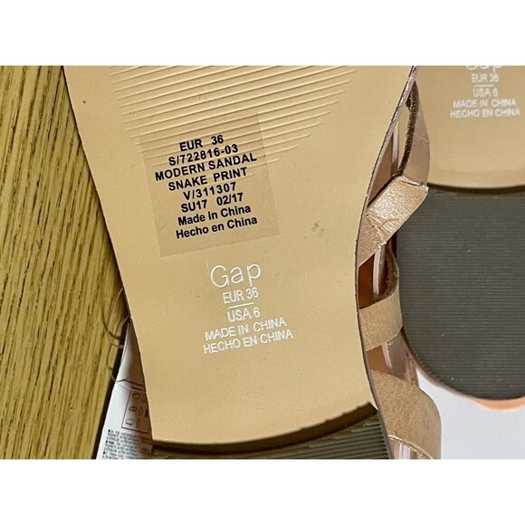 Gap Strappy Sandals With Snake Print Accent Womens US 6 / EU 36 Faux Leather - Picture 6 of 9